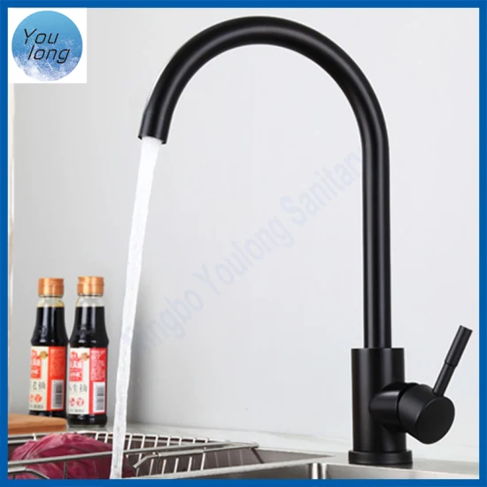 Rubinetto da cucina monocomando caldo e freddo SS304 Rubinetto economico nero